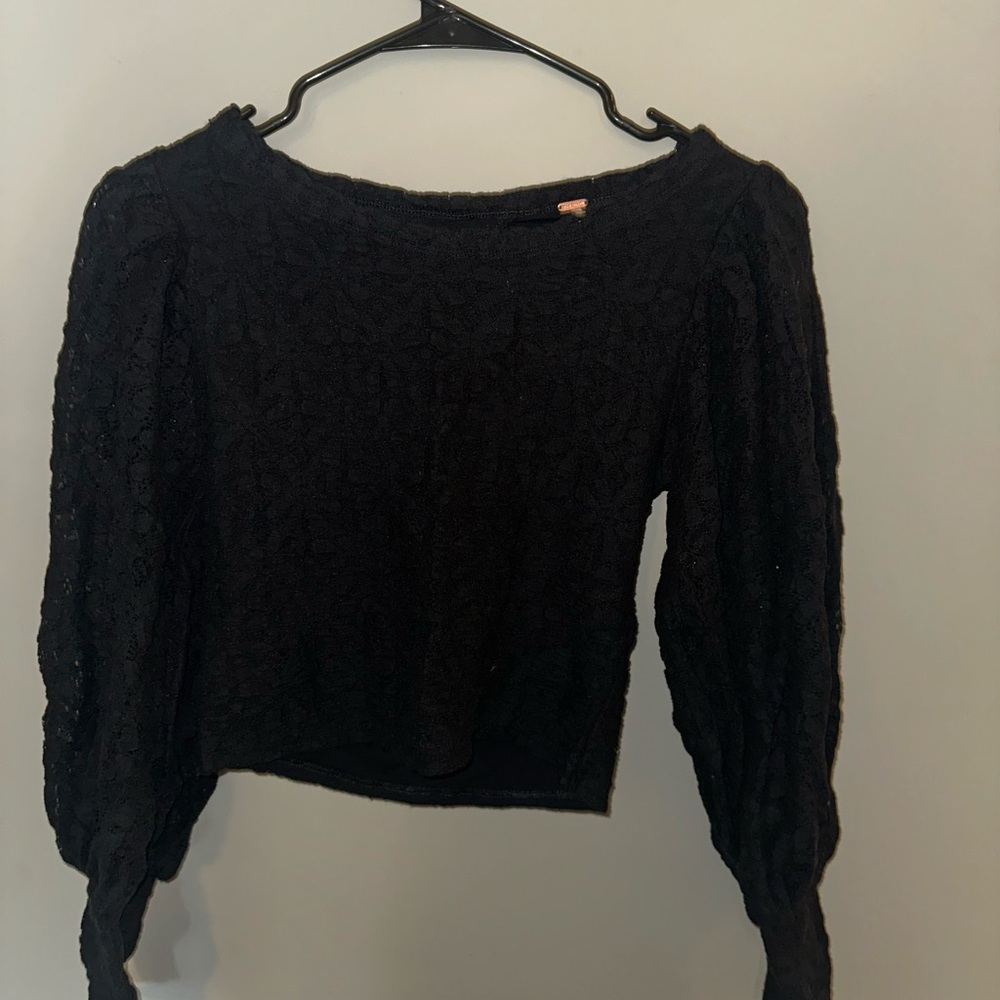 Free People Black Lace Blouse